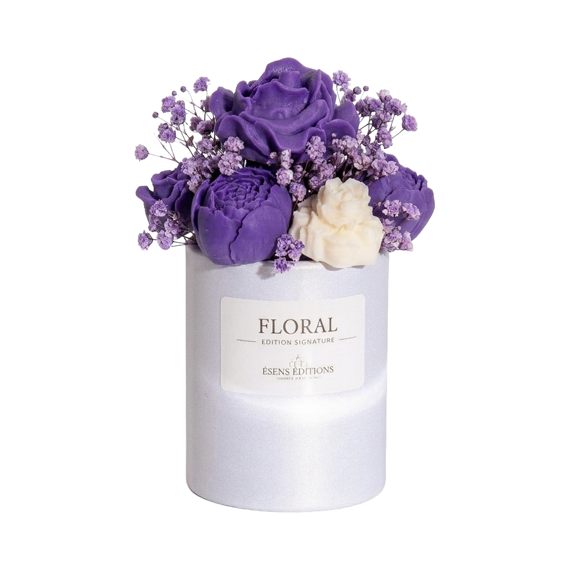 bougie fleur violettes