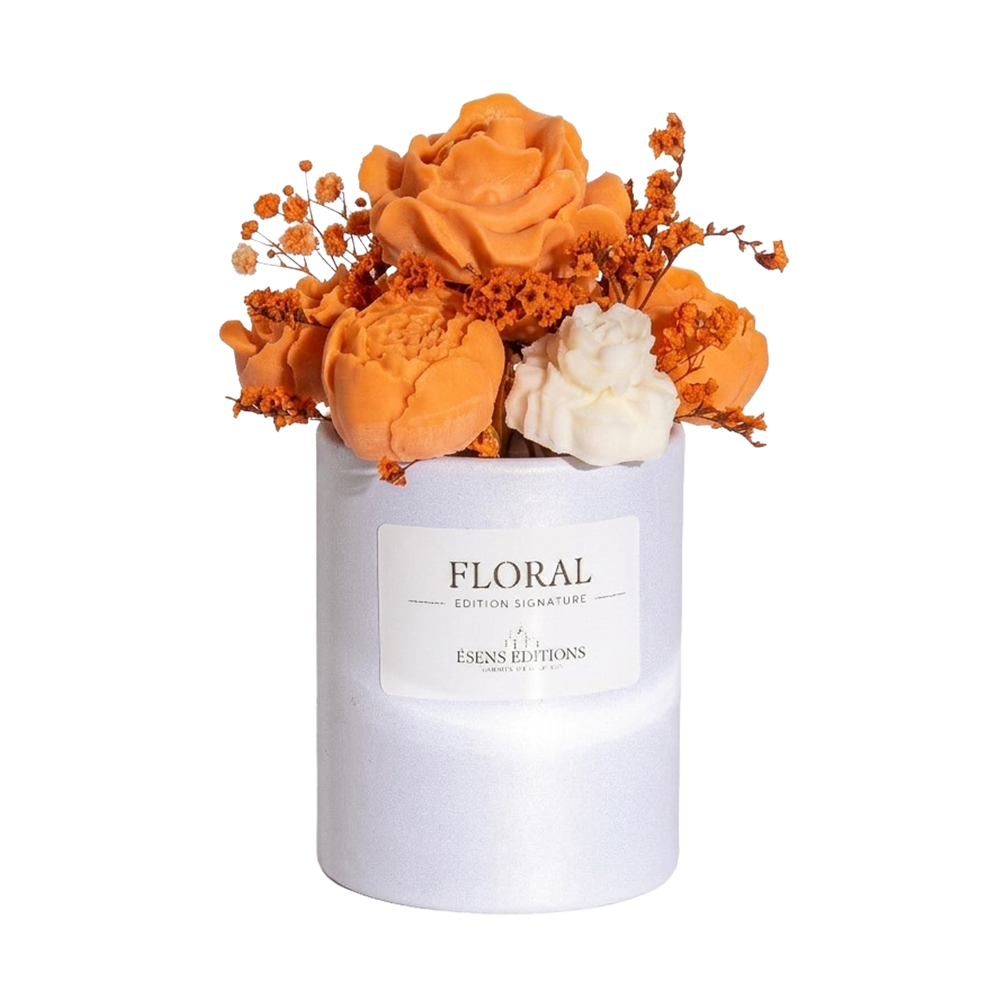 bougie fleur orange